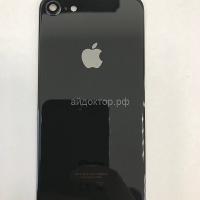 Задняя крышка iPhone 8 (стекло) Черный с кольцом камеры