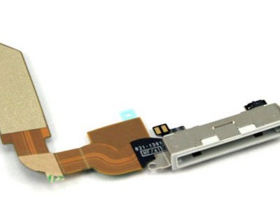 Шлейф iPhone 4 с разьемом зарядки + микрофон (белый) ОРИГИНАЛ
