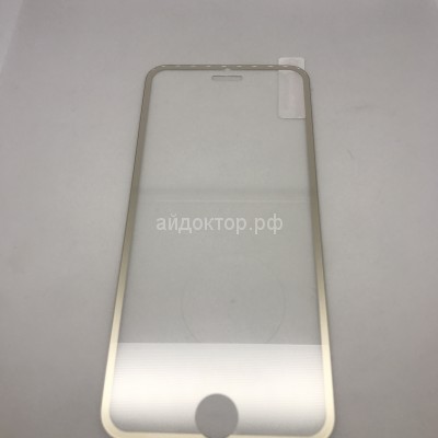 Стекло цветное Glass 3D с тонкой рамкой для Apple iPhone 6 (Золотой)