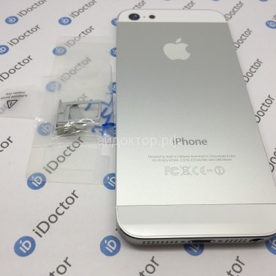 iPhone 5 Корпус с кнопками (Серебро) Hi-Copy (вставки оригинал) +скотч АКБ