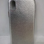 iPhone X/XS Чехол кожаный металик (серебро)