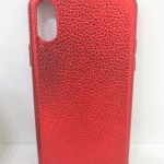 iPhone X/XS Чехол кожаный металик (красный)