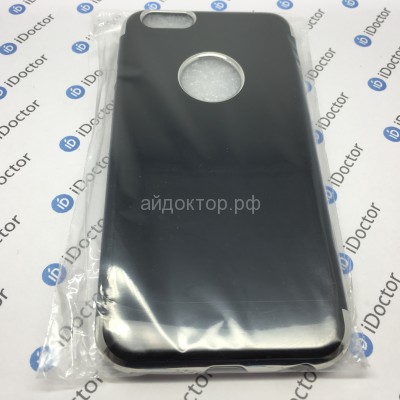 Чехол-накладка - SC012 для Apple iPhone 6 (black/silver)