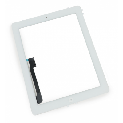 Внешнее стекло с тачскрином iPad 3 (Белое) Копия + Кнопка Home + Стикер