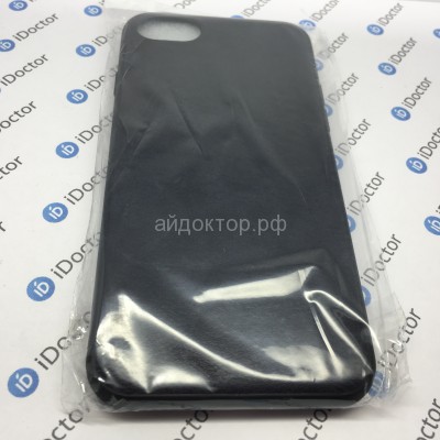 Чехол-накладка - SC023 с кожаной вставкой для Apple iPhone 7 (black)