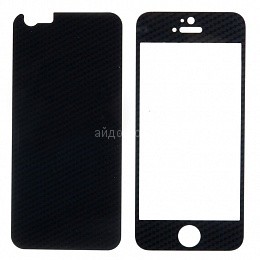 Стекло цветное Glass Carbon комплект iPhone 6 (Черный)
