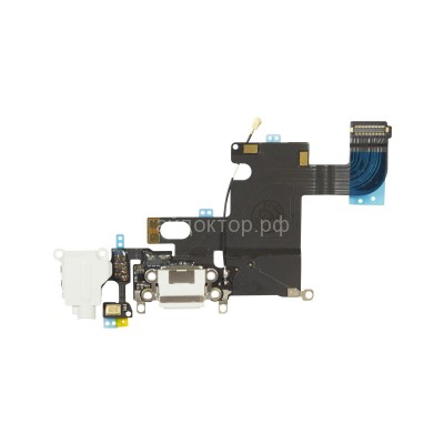 Шлейф iPhone 6 с разъемом зарядки + разъем гарнитуры + микрофон (Белый) Копия