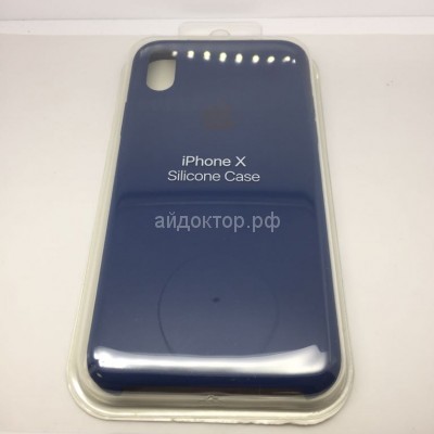 iPhone X Чехол Силиконовый (Темно-Синий)