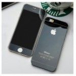Стекло цветное Glass зеркальное комплект iPhone 4 (Черный)